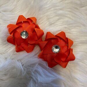 SET of 3" Orange Ribbon Flower Bows  7658  Handmade NWT Boutique
